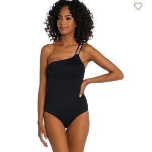 La Blanca island goddess lace back one shoulder one piece